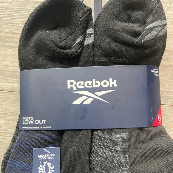 Reebok 6 Pair Pack Performance Training Low Cut Men Black&Blue Socks,Shoe 6-12.5 - Picture 3 of 5